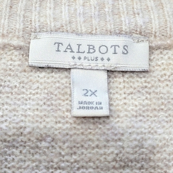 TALBOTS Sz 2X Color Block Crew Neck Long Sleeve Lightweight Sweater - Picture 5 of 5